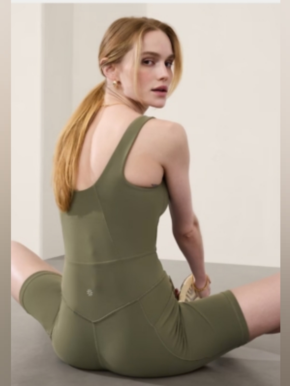 Athleta Small Salutation Bike Suit Moss Green